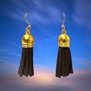 Brown Suede Earrings, 10kt Gold Hypoallergenic Dangle Item #2267